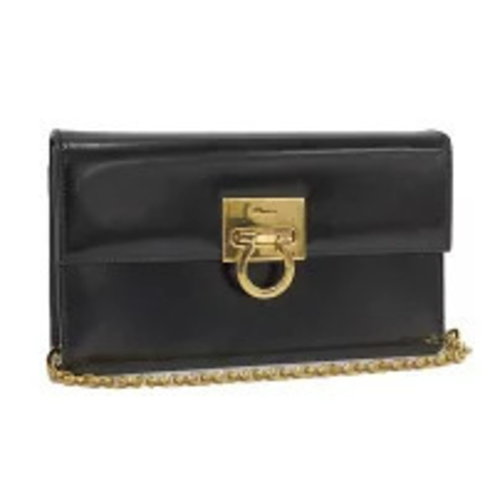 Salvatore Ferragamo Chain Shoulder Bag Gancini Black